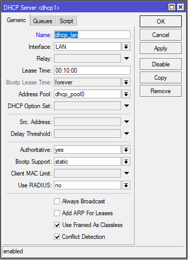 Mikrotik konfiguracja serwera DHCP