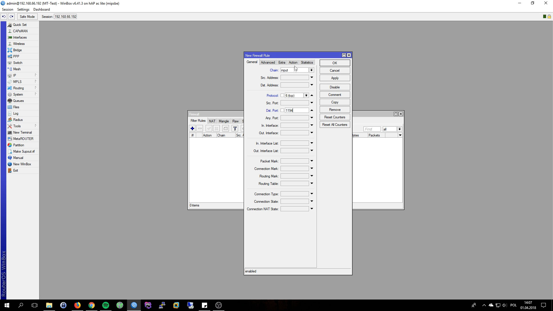 Mikrotik OpenVPN Server Firewall Rules allow 1194