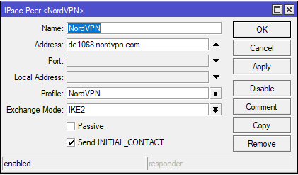 Mikrotik NordVPN IPSec IKEv2
