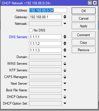Mikrotik DHCP Server Networks