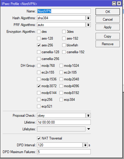 Mikrotik NordVPN IKEv2