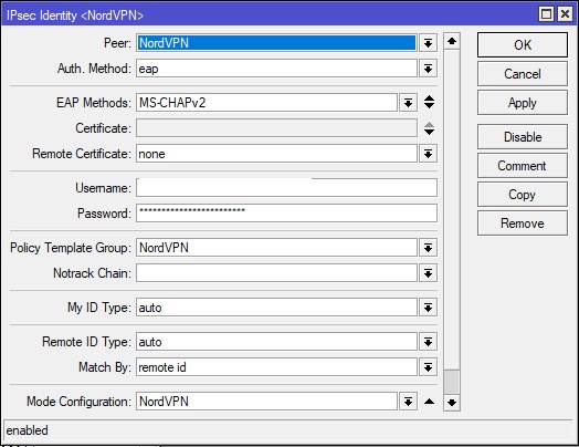 Mikrotik NordVPN IKEv2