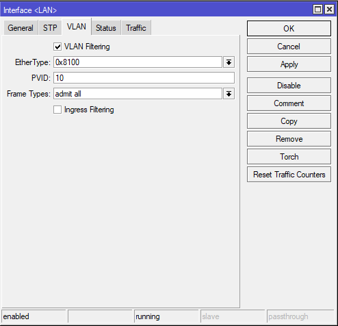 Mikrotik Bridge Vlan Filtering