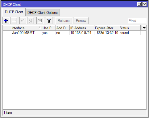 Mikrotik DHCP Client VLAN